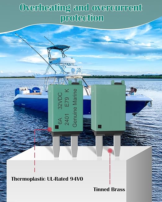 6A Low Profile Mini Blade Fuse Kits Automotive 6Amp ATM Manual Resettable Fuses Boat Reset Circuit Breaker Fuses Protect for Boat RV Car Truck DC 12V 28 Volts 6 AMP Car Mini Assortment Kit