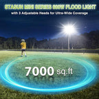 STASUN 600W LED Flood Light, Mini Series Stadium Light, 60000LM 6000K Daylight White, IP66 Waterproof, 3 Adjustable Panels, Outdoor Sports Lighting for Basketball Court, Parking Lot, Baseball Field