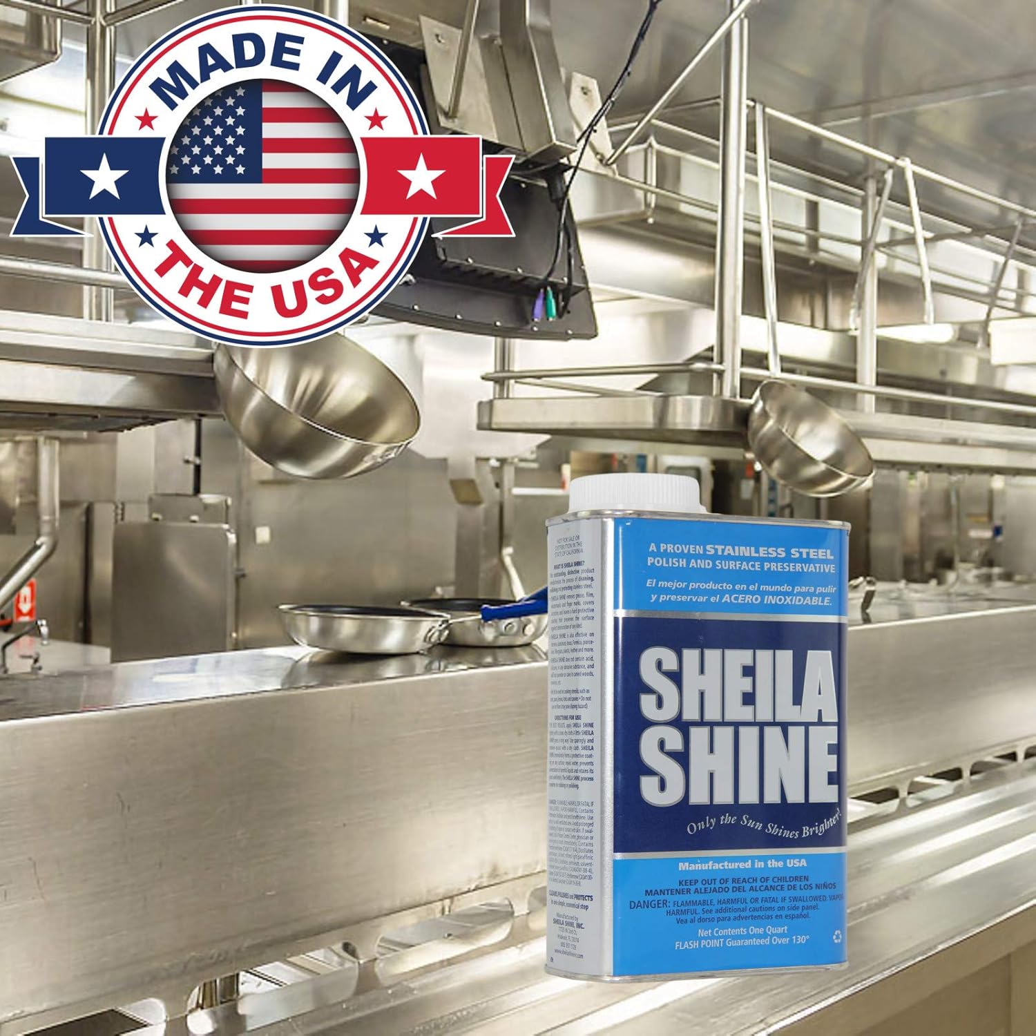 Sheila Shine 1 Quart Can Low Voc Stainless Steel Cleaner and Polish, Protects Household Kitchen Surfaces, Removes Residue Marks, Grease, Stainless Steel Polish & Cleaner for Appliances, Fridge & Ovens