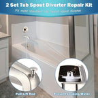 Enhon 2 Set Tub Spout Diverter Repair Kit, Includes 2 x Diverter Valve Stems, 2 x Cup Seals and 2 x Gates, Bathroom Shower Bathtub Leaky Faucet Repair Replacement Parts(Brushed Nickel,Classic)