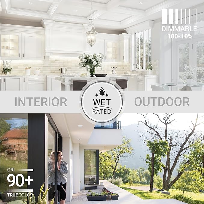 NUWATT 12 Pack, 4 Inch Square Can Light, 4" Square Retrofit LED Recessed Lighting, 5CCT Selectable 2700K/3000K/3500K/4000K/5000K, 750 Lumens, 11W, Dimmable Ceiling Light, Wet Rated Downlight, ETL