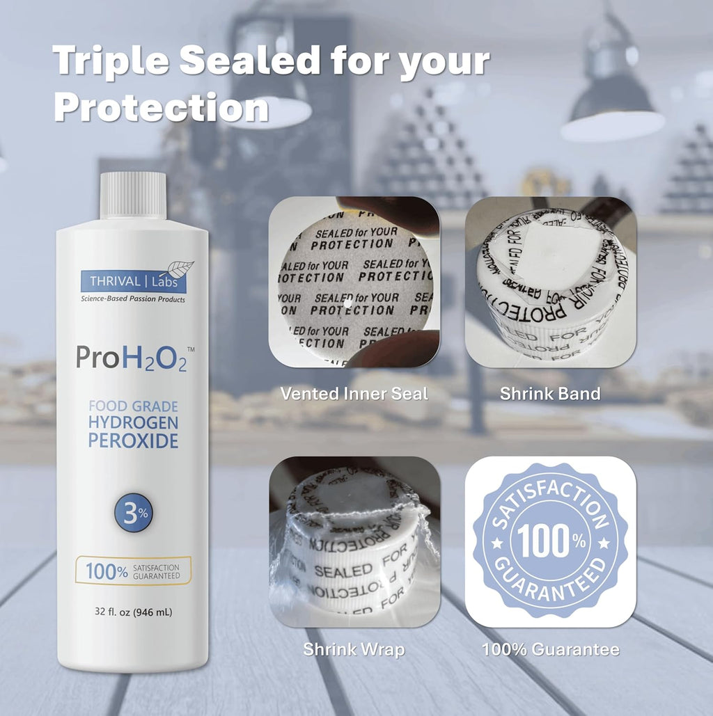 ProH2O2 3% Food Grade Hydrogen Peroxide – Natural Cleaner & Disinfectant – Suitable for Household Use – Ideal for Cleaning, Sanitizing & Gargle – 32 fl oz (Refill)