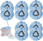 10 Pack Spin Mop Replacement Heads, Only Fit for RinseClean 2-Tank System, 100% Microfiber Spin Mop Refills,Spinning Mop Replace Head for Easy Wring Mop Floor Cleaning