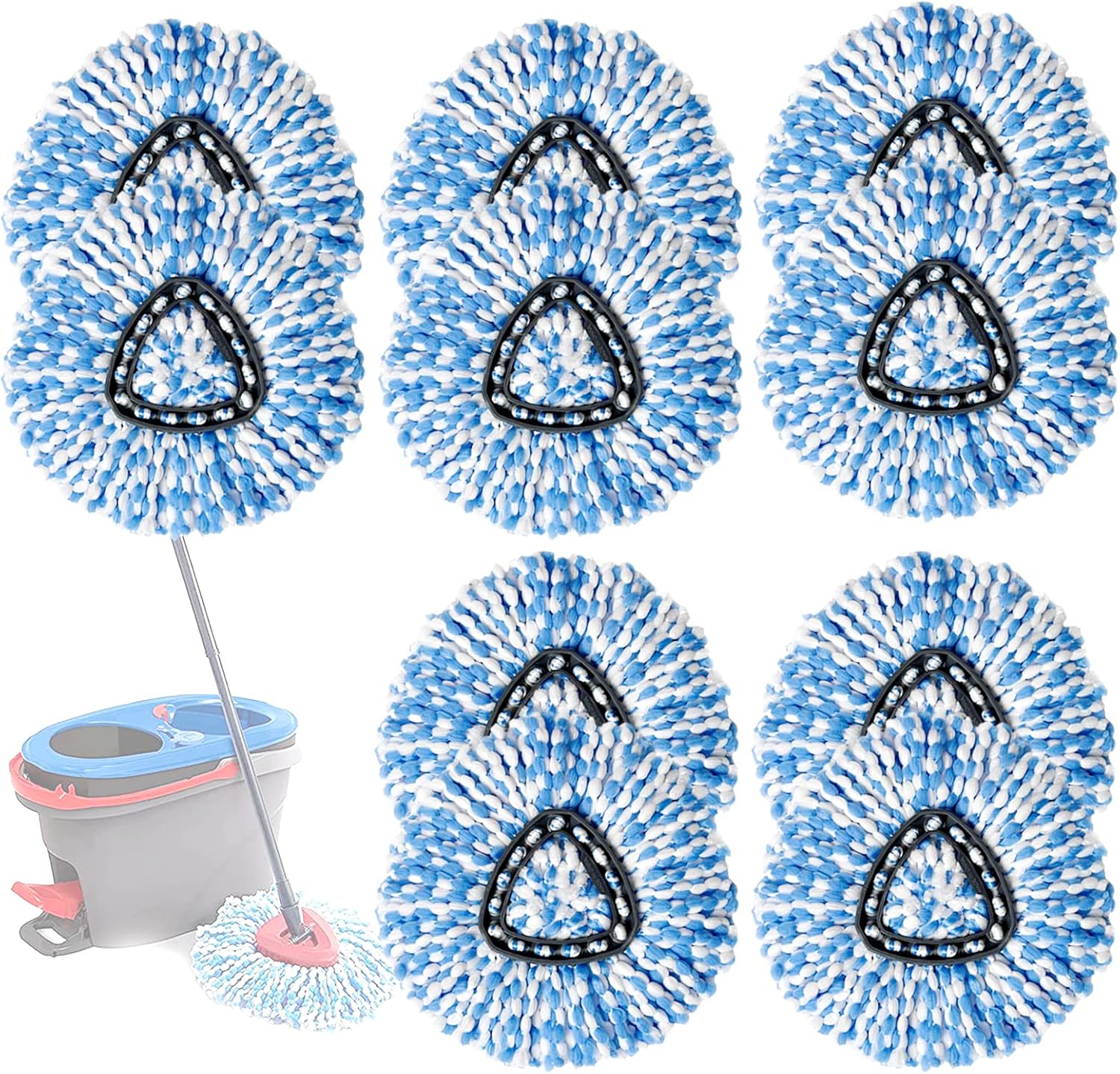 10 Pack Spin Mop Replacement Heads, Only Fit for RinseClean 2-Tank System, 100% Microfiber Spin Mop Refills,Spinning Mop Replace Head for Easy Wring Mop Floor Cleaning