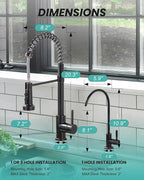 Kitchen Faucet and Water Filter Faucet: Stainless Steel Kitchen Sink Faucet with Drinking Water Faucet - Oil Rubbed Bronze Single Handle Tap with Pull Down Sprayer for Kitchen Sink Farmhouse Bar