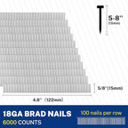 WORKPRO 5/8'' 18 Gauge Brad Nails, 6000 Count Finishing Nails, Universal Brad Nail Gun Nails for Pneumatic & Electric Brad Nailers