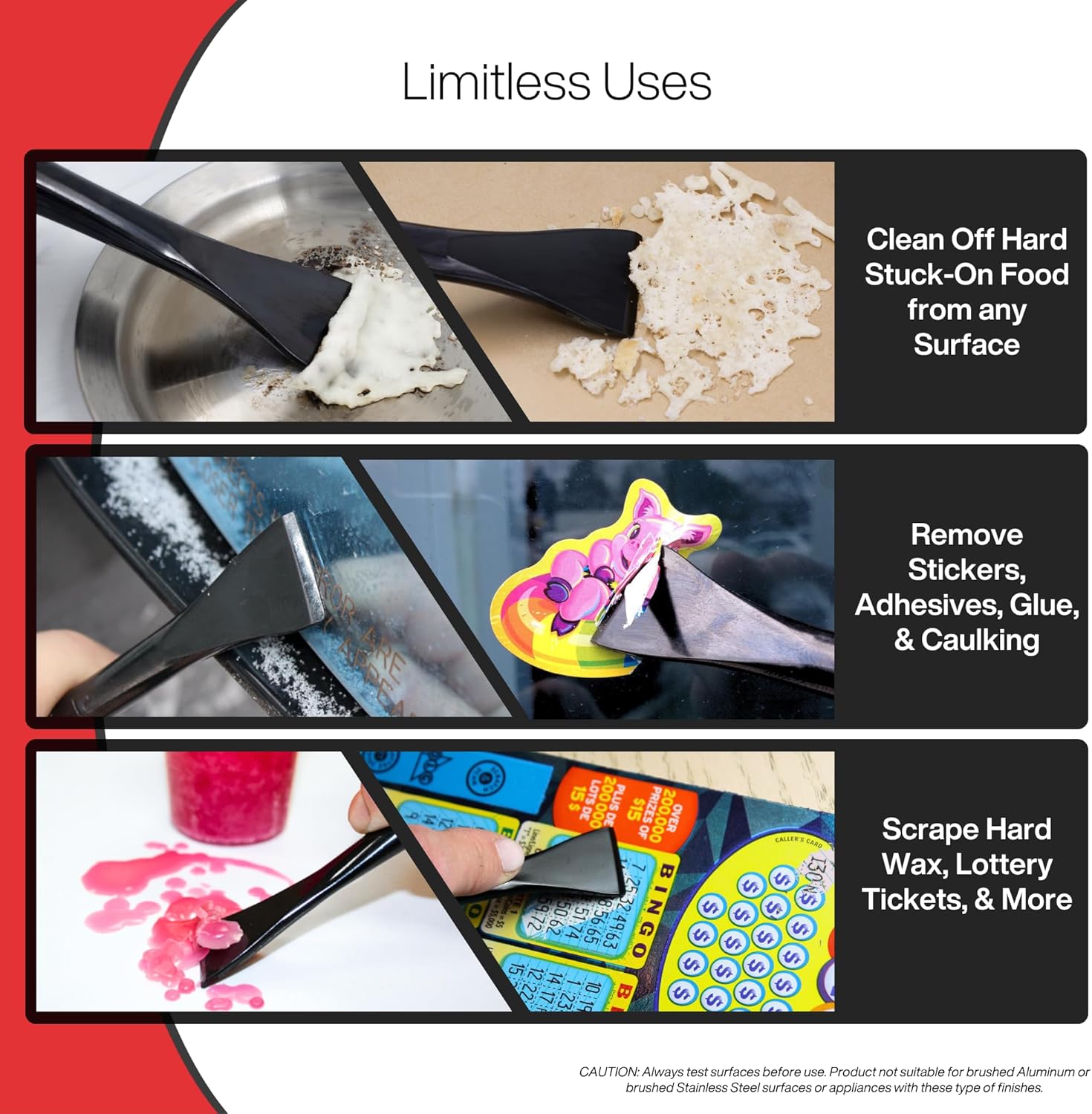 Plastic Scraper - 2 Pack - Non Scratch Cleaning Tool for Kitchens, Countertops, Windows, Walls, Floors, Cars, Mailboxes - Remove Food, Adhesive, Caulking, Stickers, Labels, Decals, Tape