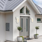 PARTPHONER Modern Outdoor Wall Porch Lights 2 Pack, 15" Exterior Sconce Waterproof Dusk to Dawn Lighting, White