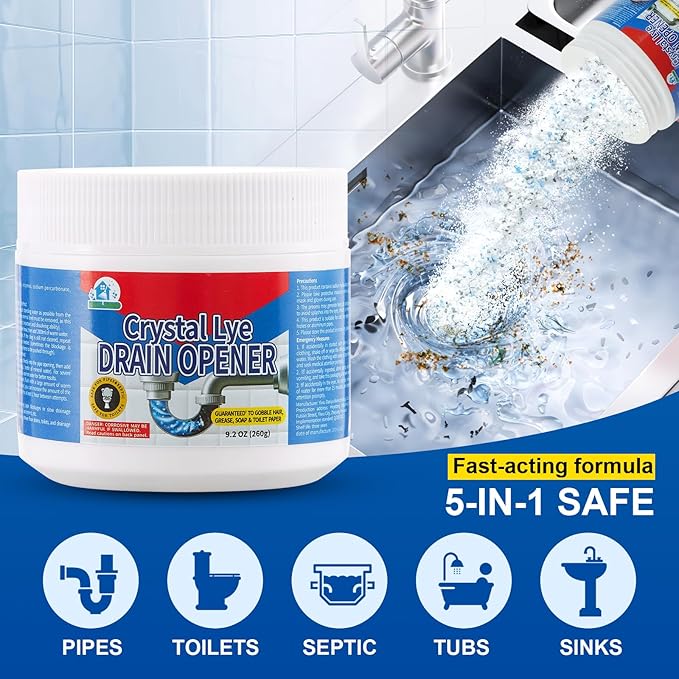 BELL BIRD Drain Opener,Powerful Unclogging,Crystal lye, Sodium hydroxide, Unclog drains, Bathroom sinks, Kitchen sinks, Shower pipes (3 PSC, Gram, 780)