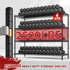 REIBII 55.5''W Heavy Duty Metal Shelves with Wheels - 4PCS Adjustable Garage Storage Rack, 75.6" H X 55.5''W X 24" D