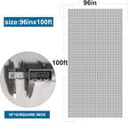 NeatiEase Window Screen Roll, 96"x100' Adjustable Flexible Fiberglass Screen Door Mesh - DIY Replacement Kit for Patio Porch Door Windows and Sliding Screen Doors(Gray)