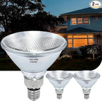 PAR38 Halogen Flood Light Bulbs 2 Pcs, 90W Equivalent, 120V, E26 Base, 2700K Warm White Light for Indoor and Outdoor