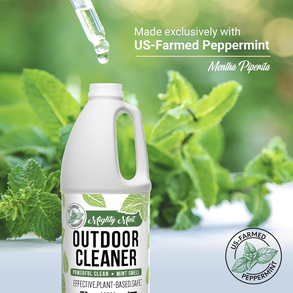 Mighty Mint Outdoor Cleaner, Powerful | Bleach-Free | Biodegradable, Cleans Stains on Wood, Decks, Concrete, Patios, and Vinyl Siding, Natural Mint Scent, 32oz