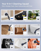 MayKing Electric Spin Scrubber with 9 Brush Heads, 3-Angle & 4-Length Adjustable Cordless Power Scrubber, 3-Speed & Battery LED Display, Electric Scrubber for Cleaning Bathroom Bathtub Floor Tiles