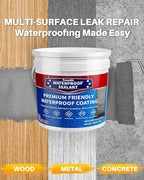 Polyurethane Waterproof Coating 1 Gallon for Indoor & Outdoor Use, Multi-Surface Crack & Leak Repair Coating, Durable Flexible Protective Roof Waterproof Sealant, Light Gray