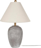 Nourison Home 23" Rustic Brown (Gray Undertones) Ceramic Pot Table Lamp for Bedroom, Living Room, Dining, Home Office, Entryway