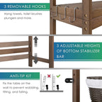 SMIBUY Bathroom Storage Shelf, Bamboo Over-The-Toilet Organizer Rack, Freestanding Toilet Space Saver with 3-Tier Adjustable Shelves (Walnut)