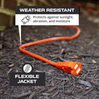 Iron Forge Cable 50 ft Outdoor Extension Cord 2 Prong, 16/2 SJTW Weatherproof Extension Cord Orange 50 Foot, Durable Power Cable for Outdoor Lights, Lawnmower & Home Office - ETL Certified