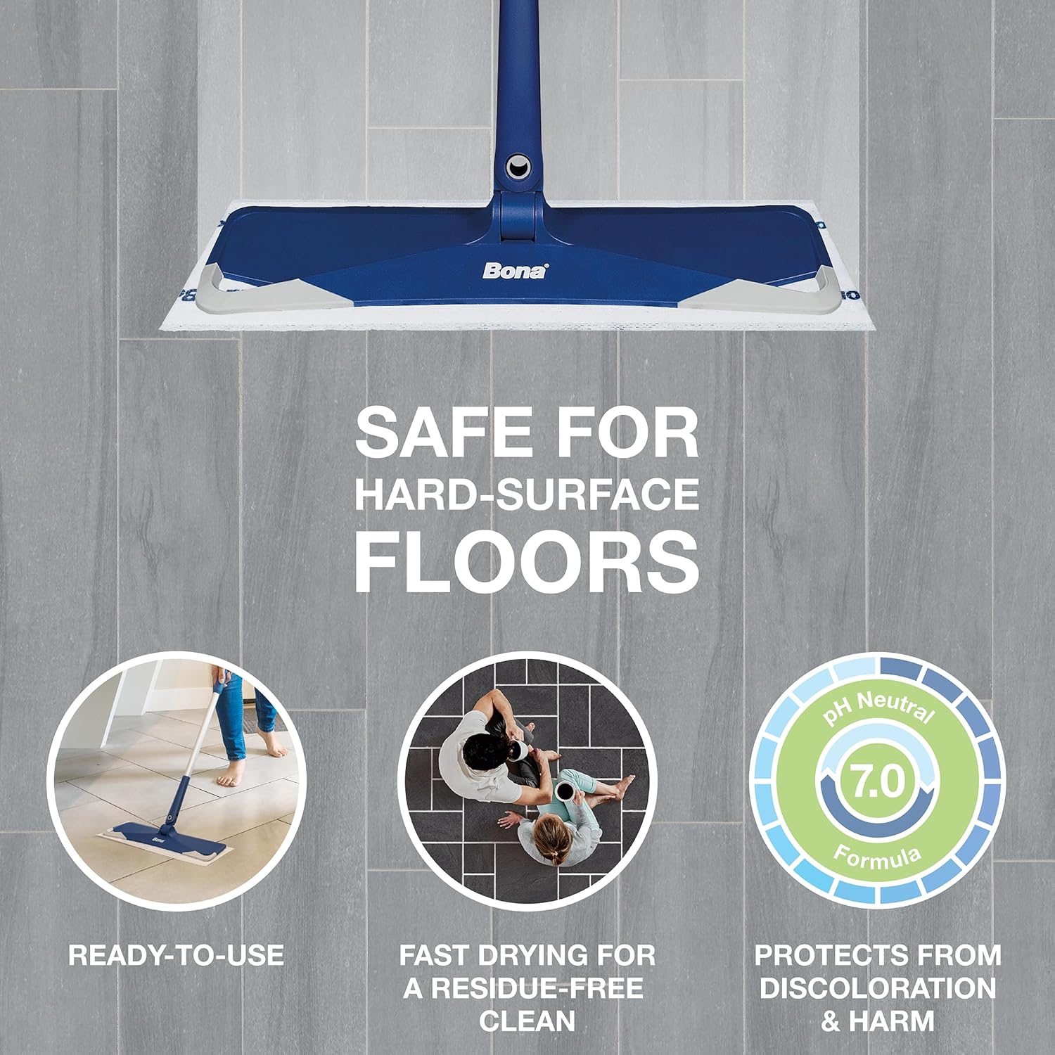 Bona Multi-Surface Floor Disposable Wet Cleaning Pads 12-Count Residue-Free Floor Cleaning Solution for Stone, Tile, Laminate, and Vinyl Floors (Pack of 6)