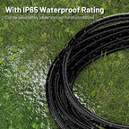 16/3 Black Indoor Outdoor Extension Cord 10 Ft Waterproof, Heavy Duty Extension Cord with 3 Prong Grounded Plug,13A 1625W 16AWG SJTW, Flexible Weatherproof Power Cable for Offices, Gardens and Lawns