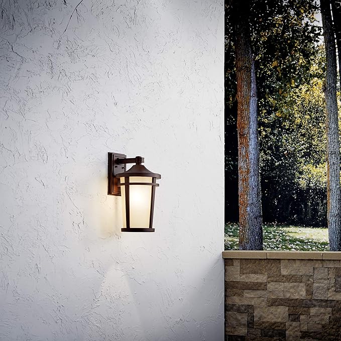 Kichler Atwood 17.75" 1 Light Outdoor Wall Light with Light Umber Mist and Brown Stone