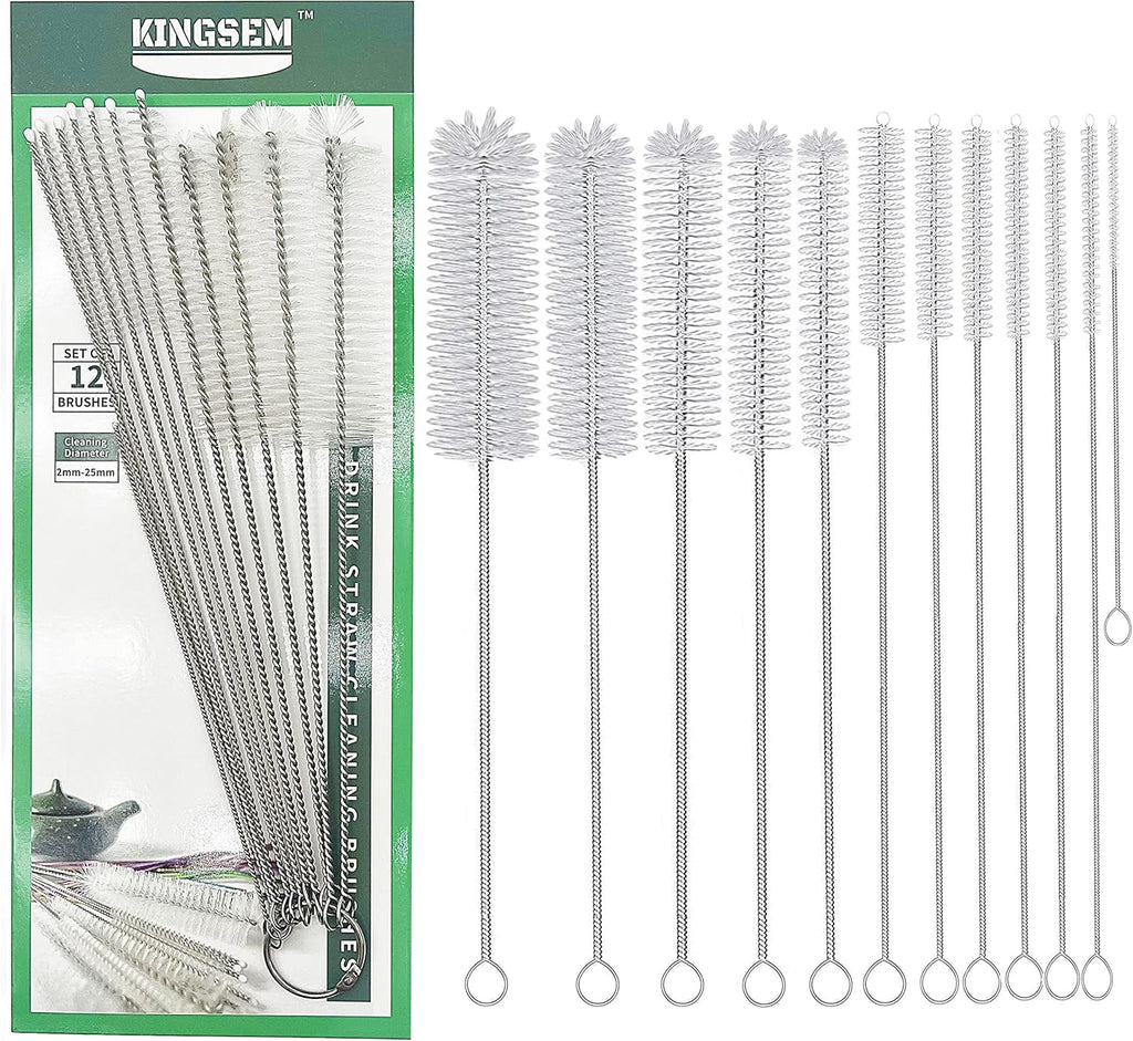 12 PCS Straw Cleaner Brush kit with 2mm-25mm /6.5-10 INCH for Tube and Pipe.Tumbler, Sippy Cup, Bottle with Straw,Hummingbird feeders and Drinking Straw, Brushes for Cleaning Tanks