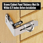 Door Lock Hasp Latch, 90 Degree Solid 304 Stainless Steel File Cabinet Hasp Lock Latch, Extra Thick Gate Lock Hasp Padlock with Keys Brushed Finish (1.96 Inch, Silver)