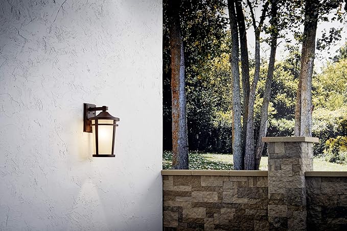 Kichler Atwood 17.75" 1 Light Outdoor Wall Light with Light Umber Mist and Brown Stone
