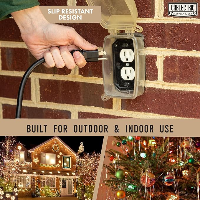 50 Foot Outdoor Extension Cord - 16/3 SJTW Black 16 Gauge Electrical Cable with 3 Prong Grounded Plug