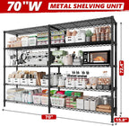 REIBII 70"W Storage Shelves Load 1600LBS, Metal Shelving 5-tier Wire Shelving Unit Metal Shelves for Storage Adjustable Garage Shelving for Pantry Kitchen Garage Commercial school 70"W*15.8"D*72.4"H