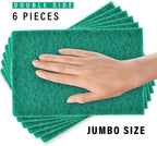 DecorRack 6 X-Large Scouring Pads 9" x 6" Extra Large Dish Pad for Heavy Duty Cleaning, 100% Bigger Than Standard Size (6 Pack)