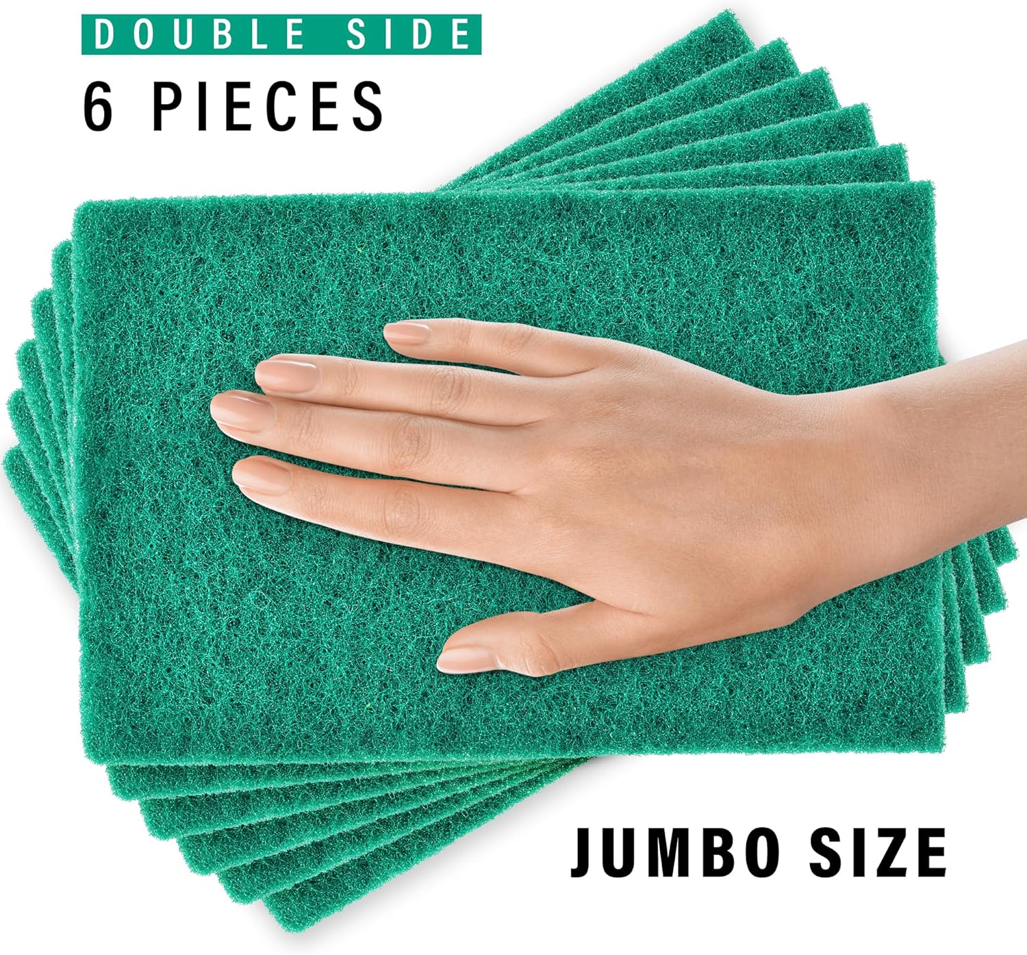 DecorRack 6 X-Large Scouring Pads 9" x 6" Extra Large Dish Pad for Heavy Duty Cleaning, 100% Bigger Than Standard Size (6 Pack)