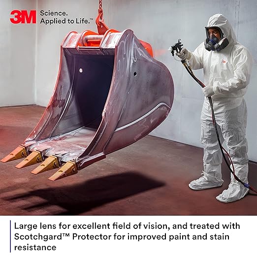 3M Secure Click Full Face Reusable Respirator with Large Lens, Speaking Diaphragm and Push Button Seal Check, FF-801, Painting, Sanding, Chemical Clean-up, Sawing, Small