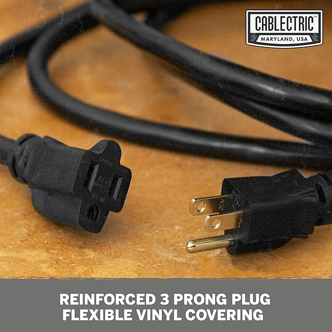 Weatherproof Black Extension Cord 15 ft, 16/3 SJTW 15 Foot Outdoor Extension Cord 3 Prong, 13 Amp Heavy Duty Exterior Power Cable Great for Outside, Landscaping & Lawn - UL Certified