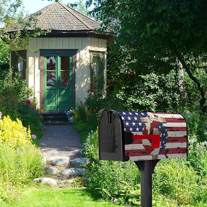 4th of July Patriotic Mailbox Cover Magnetic American Flag Independence Day Mailbox Covers Standard Size 21 x 18 in Blue Red Stars Wreath Post Box Wraps for Garden Yard Decor