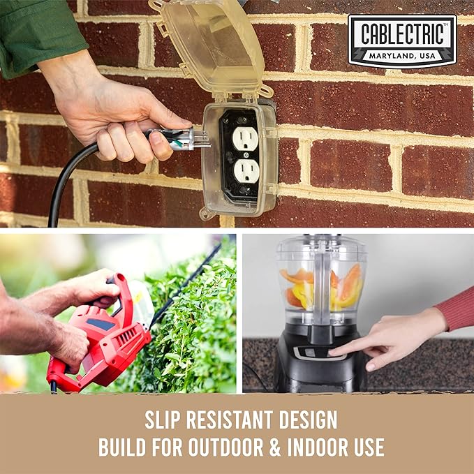 10 Ft Black Oil Resistant Extension Cord for Farms & Ranches - 12/3 SJTOW Heavy Duty 12 Gauge Outdoor Cable with 3 Prong Grounded Plug, 15 AMP