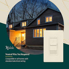 TOPGREENER Digital Dimmer Light Switch for 200W Dimmable LED/CFL Lights, Single Pole Led Slide Dimmer Switch, Neutral Wire Not Required, UL Listed, TGDS1-LA, Light Almond,1 Pack