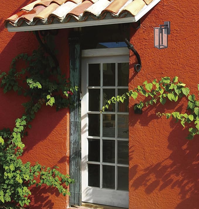 LIT-PaTH Outdoor Wall Lantern, Wall Sconce as Porch Lighting Fixture, E26 Medium Base Max 60W, Anti-Rust Metal with Glass Shade, Oil Rubbed Bronze Finish, 1-Pack