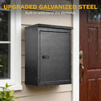 DWVO Wall-Mount Mailbox with Password Lock & Secure Lid, Parcel Drop Box, Anti-Theft Lockable Storage Box for Home, Office & School, Wall-Mounted or Floor-Mounted, Black, 9 gallons