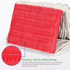 Matthew Cleaning 3Pcs 5'' Headband White&Orange&Green Medium Commercial String Mop Heads, Loop-End Mop Head Replacement, Heavy Duty Industrial Washable&Reusable Mop Refills for Residential& Warehouse