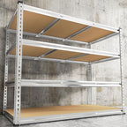 REIBII Garage Shelving, 4 Tier Storage Shelves Load 2550LBS, Adjustable Garage Shelving Heavy Duty, Metal Shelves Unit for Basement, Warehouse, 48" W x 60 "H x 24" D, Galvanized