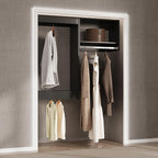 Modular Closet System, 52" Wide Closet Organizer System with Hanging, Wood Tower Closet Storage for Walk In Closets, Wall Mounted Wardrobe Organizer Kit System, Bedroom, Black