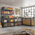 REIBII 72'' Storage Shelves 2050LBS Garage Shelving Heavy Duty 5-Tier Metal Shelving Adjustable Garage Shelves for Storage,Basement, Warehouse,72" H*31.5" W*16.5" D, 2PC