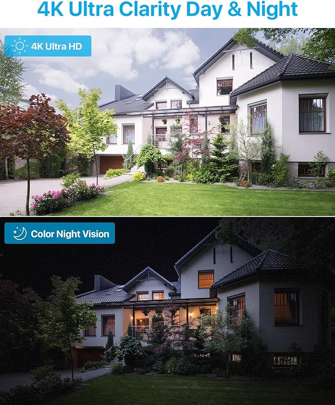 ZOSI 4K Security Camera System,6pcs 4K Outdoor Indoor PoE Cameras,8 Ports 16CH 8MP NVR with 2TB HDD,Person Vehicle Detection,2 Way Audio,Spotlight Siren, Color Night Vision,for Home 24/7 Recording