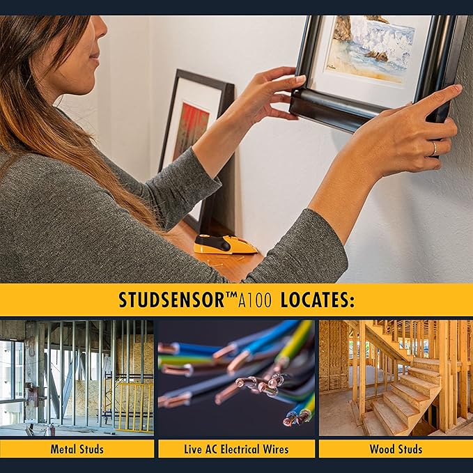 Zircon StudSensor A100 Wall Scanner and Center/Edge Locating Stud Finder with WireWarning Detection