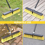 KeFanta 18 Inches Push Broom Outdoor- Heavy Duty Broom with 63" Long Handle for Deck Driveway Garage Yard Patio Warehouse Concrete Floor Cleaning