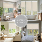 ChrisDowa Cordless Blackout Roller Shades for Windows, Thermal Insulated UV Protection Pull Down Shades, Total Blackout Window Blinds for Home, Office, Bedroom, Door (25" W x 72" H, Beige)