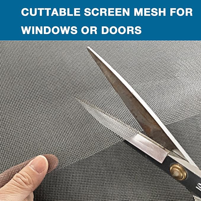 NeatiEase Window Screen Roll, 96"x100' Adjustable Flexible Fiberglass Screen Door Mesh - DIY Replacement Kit for Patio Porch Door Windows and Sliding Screen Doors(Gray)