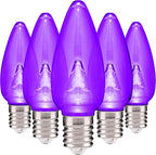 HLO Lighting Smooth C9 Christmas Lights | Purple LED Bulbs for Indoor & Outdoor Christmas Decor | Set of 25