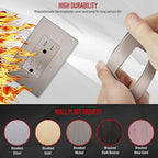 ENERLITES Elite Series Decorator Receptacle Outlet Child Safe Tamper-Resistant, Self-Grounding, Residential Grade, 15A 125V, UL Listed, Brushed Wall Plate Included, 61501-TR-NKWBP, Nickel